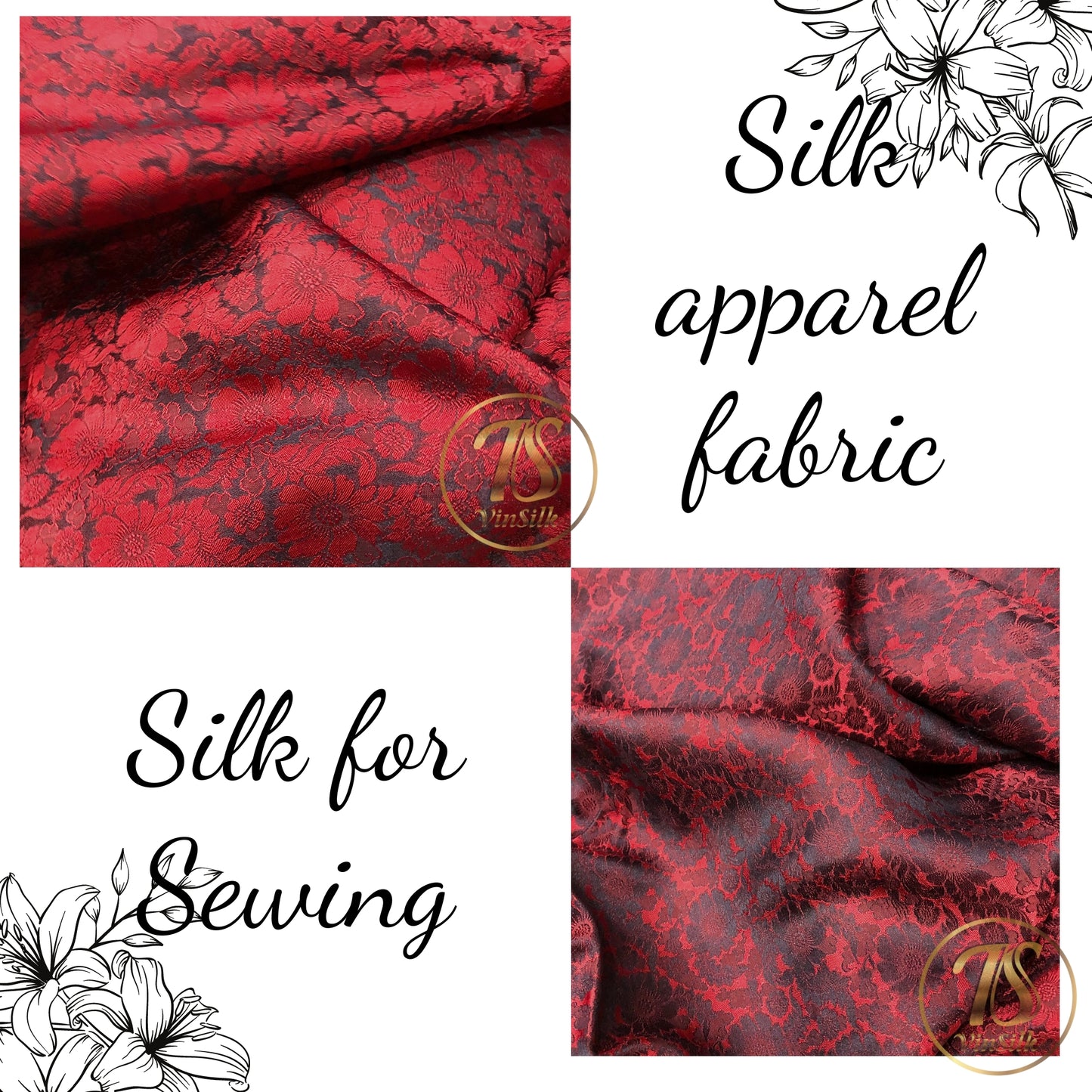 Mulberry Silk Floral Fabric – Chrysanthemum Pattern – Silk for Sewing
