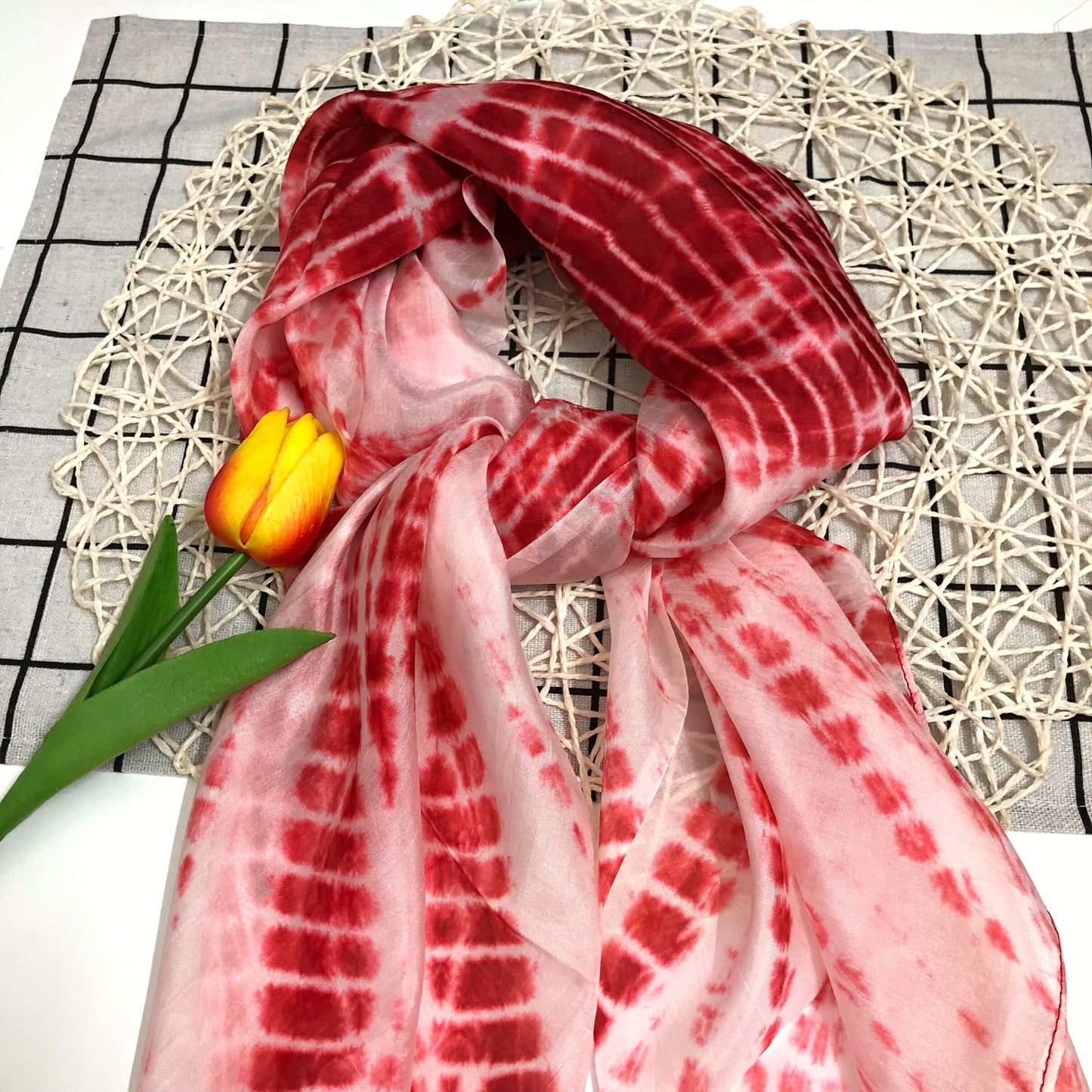 100% MULBERRY SILK SCARF - Pure mulberry silk - Red Square Scarf - Women's Scarves - Fashion Scarf - Gift for her