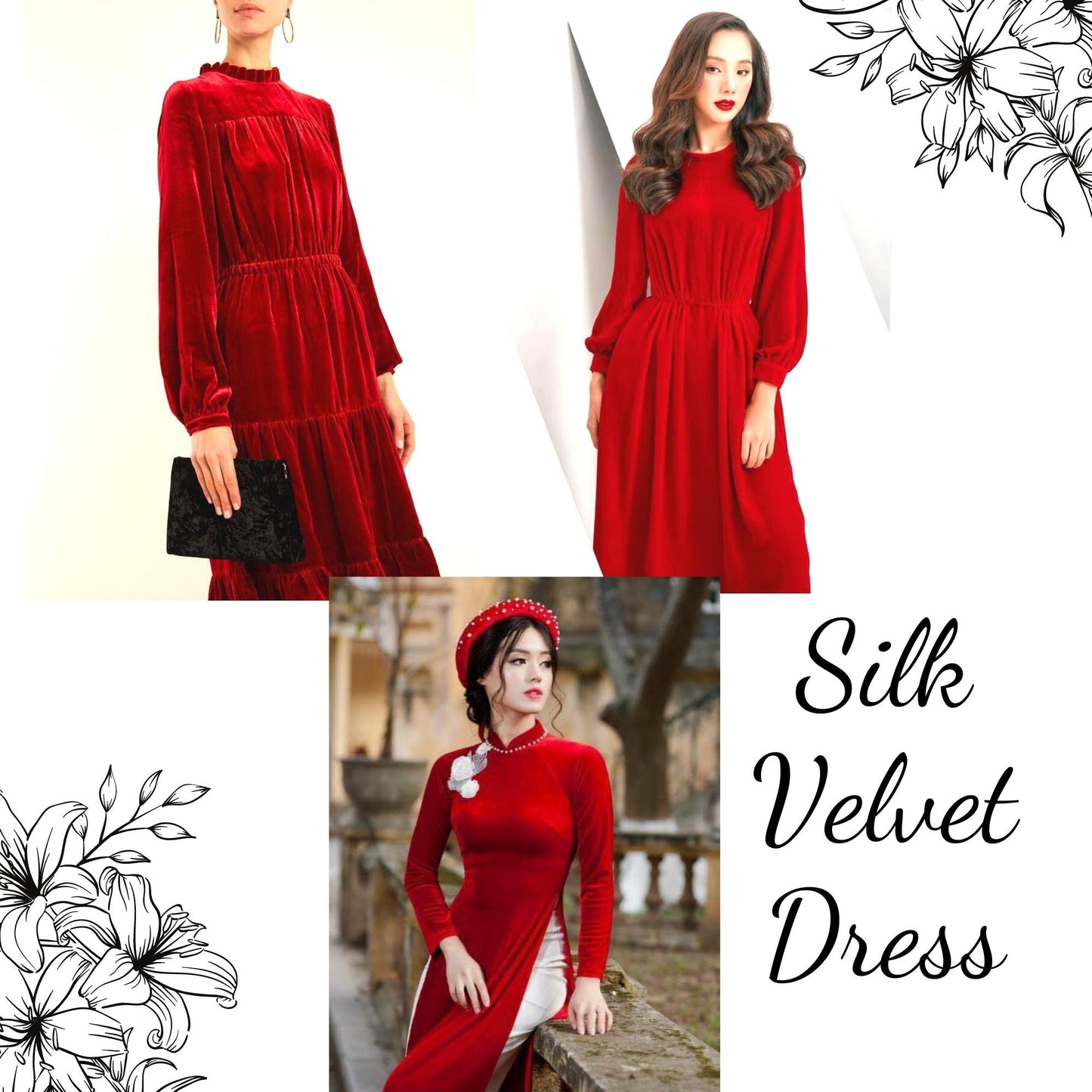 100% MULBERRY SILK VELVET fabric by the yard - Luxury Silk Velvet for Dress, Skirt, High End Garment - Red silk velvet - Handmade silk