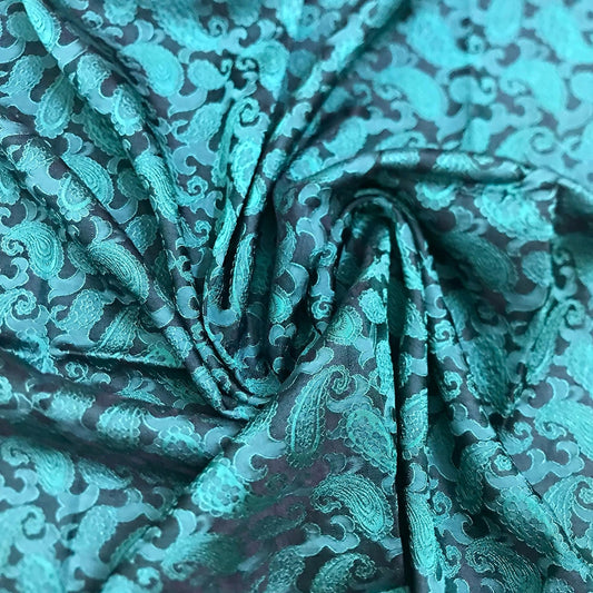 Sky blue fabric with mulberry peacock tails pattern, Pure mulberry silk, Handmade fabric, Organic fiber