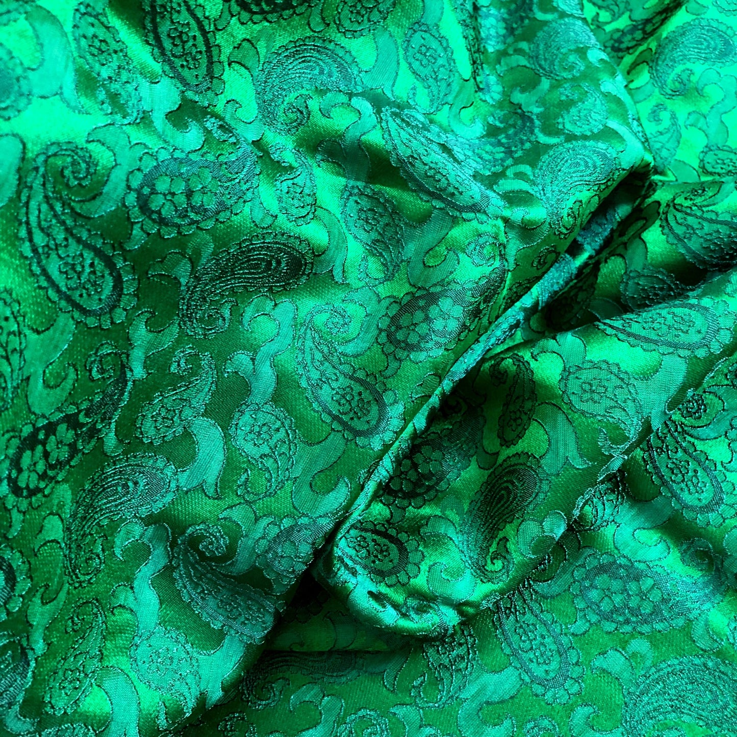 Green fabric with mulberry peacock tails pattern, Pure mulberry silk, Handmade fabric, Organic fiber