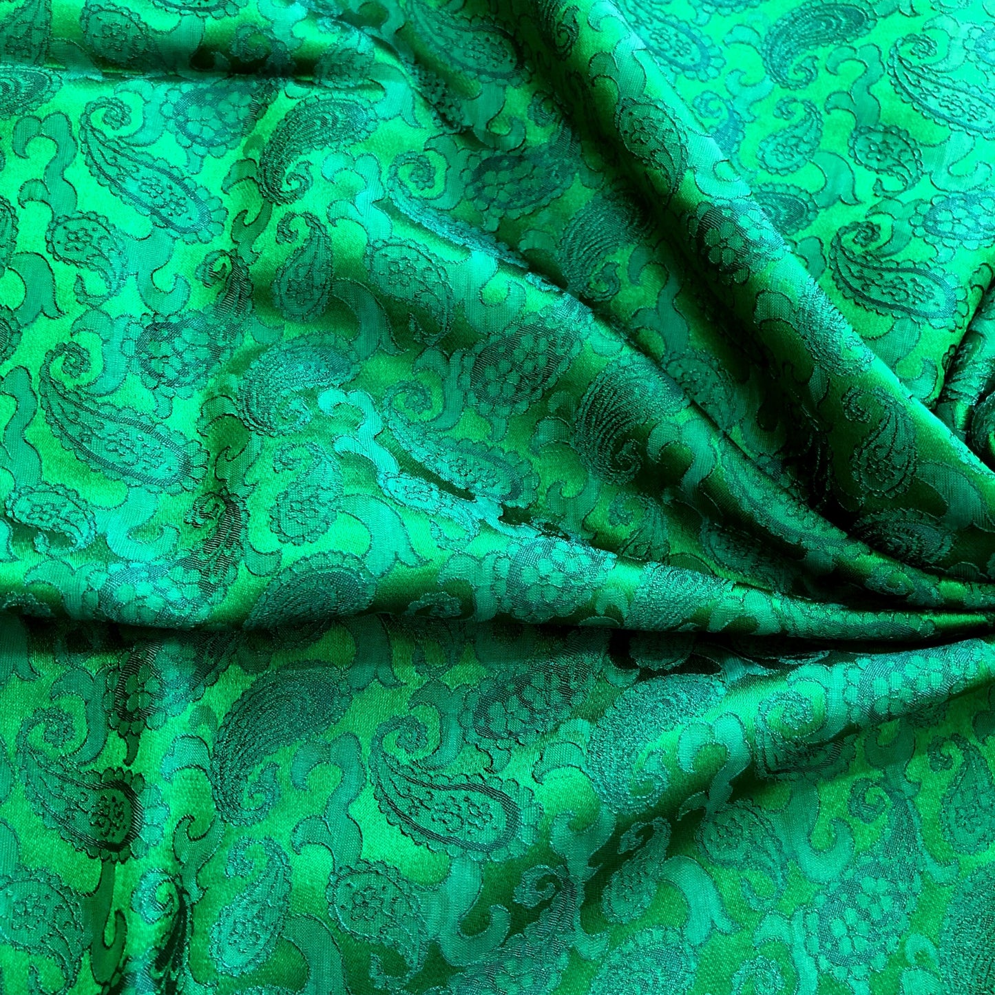 Green fabric with mulberry peacock tails pattern, Pure mulberry silk, Handmade fabric, Organic fiber