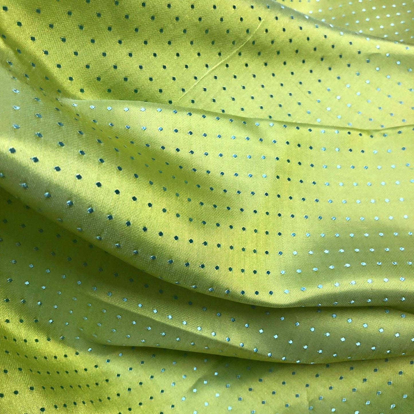 Lemon yellow fabric with mulberry rain dots pattern, Pure mulberry silk, Handmade fabric, Organic fiber