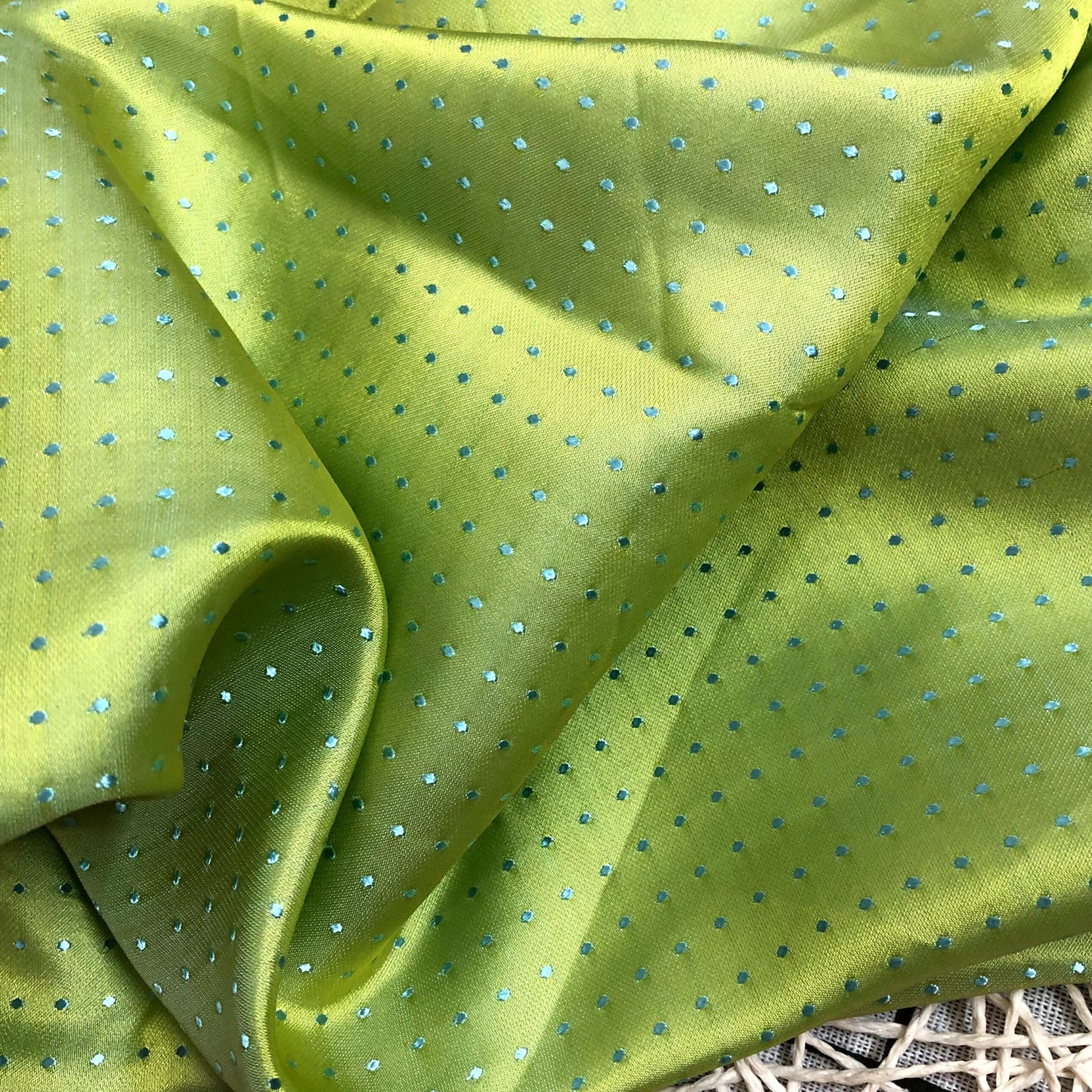 Lemon yellow fabric with mulberry rain dots pattern, Pure mulberry silk, Handmade fabric, Organic fiber