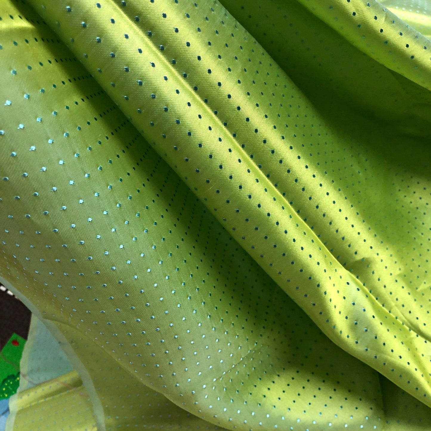 Lemon yellow fabric with mulberry rain dots pattern, Pure mulberry silk, Handmade fabric, Organic fiber