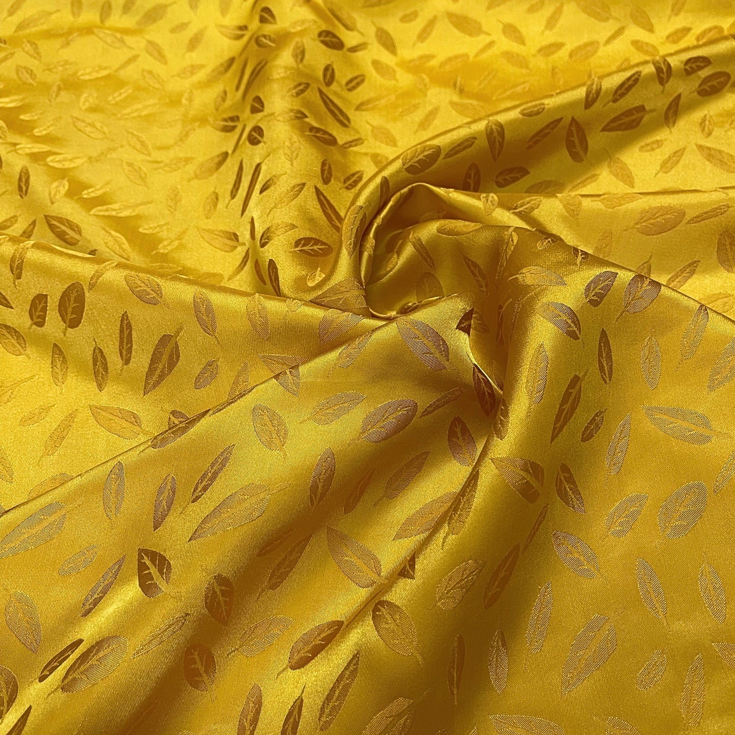 Bronze gold silk fabric with mulberry white leaves pattern, Pure mulberry silk, Handmade fabric, Organic fiber, Vintage textile