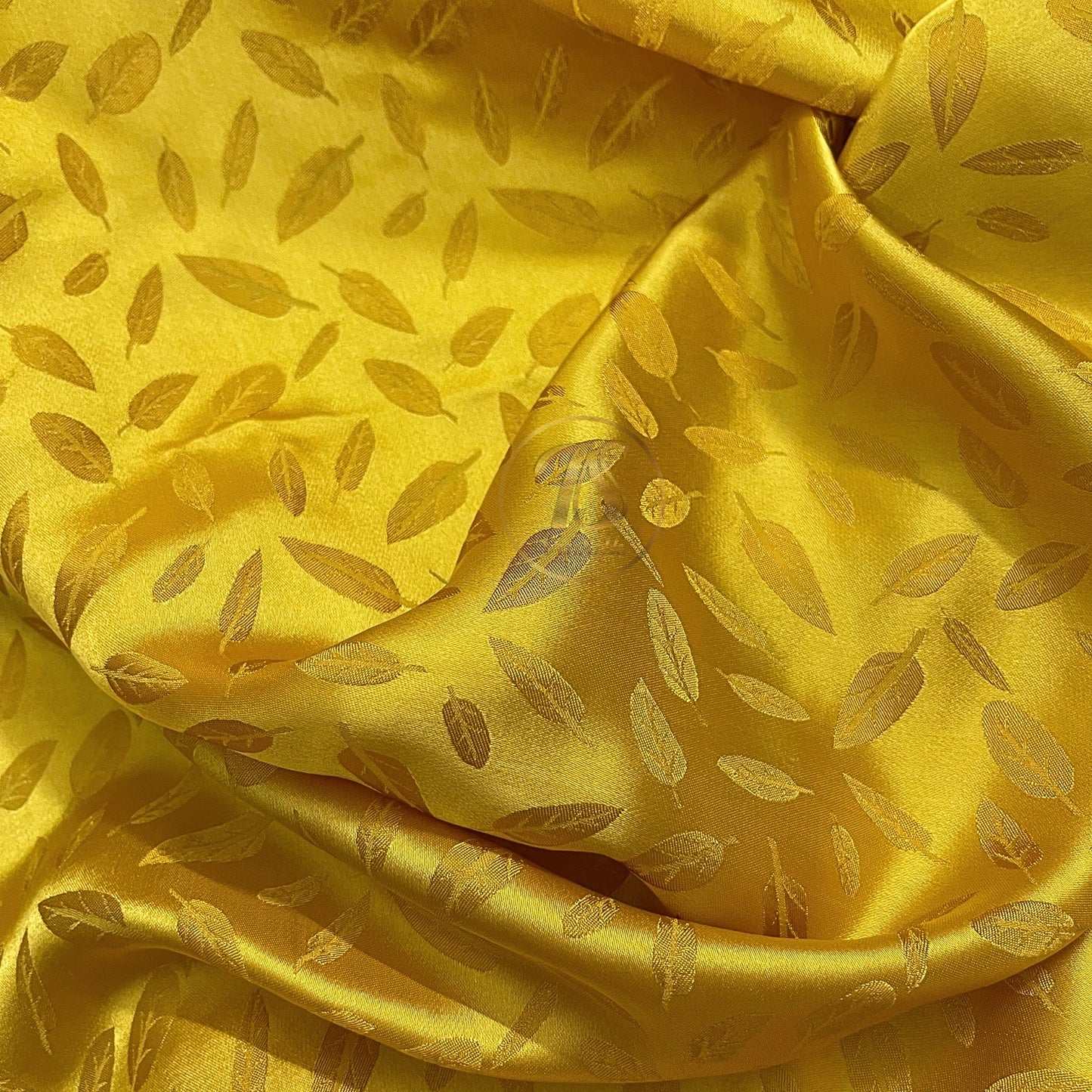 Bronze gold silk fabric with mulberry white leaves pattern, Pure mulberry silk, Handmade fabric, Organic fiber, Vintage textile