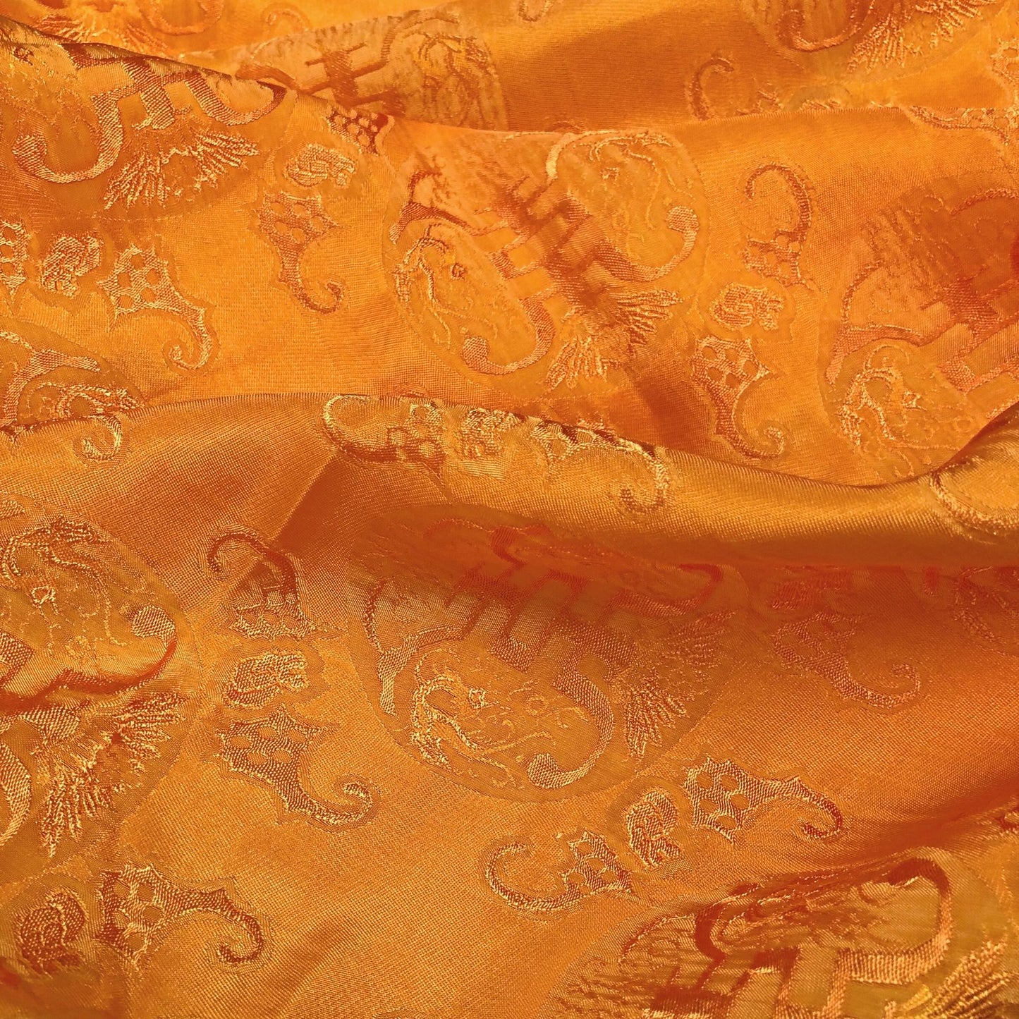 PATTERN MULBERRY SILK fabric by the yard - Yellow pattern silk - Handmade silk – Dress making – Silk apparel fabric