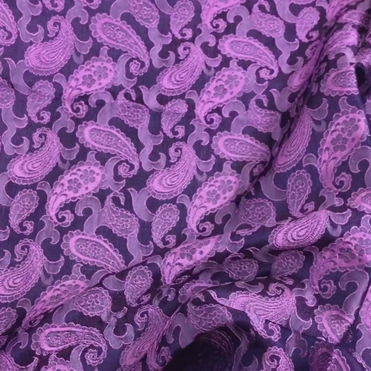 Gray purple fabric with mulberry peacock tails pattern, Pure mulberry silk, Handmade fabric, Organic fiber