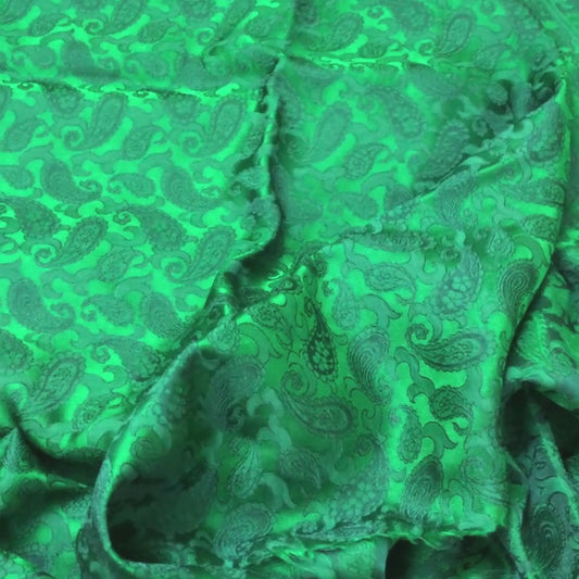 Green fabric with mulberry peacock tails pattern, Pure mulberry silk, Handmade fabric, Organic fiber